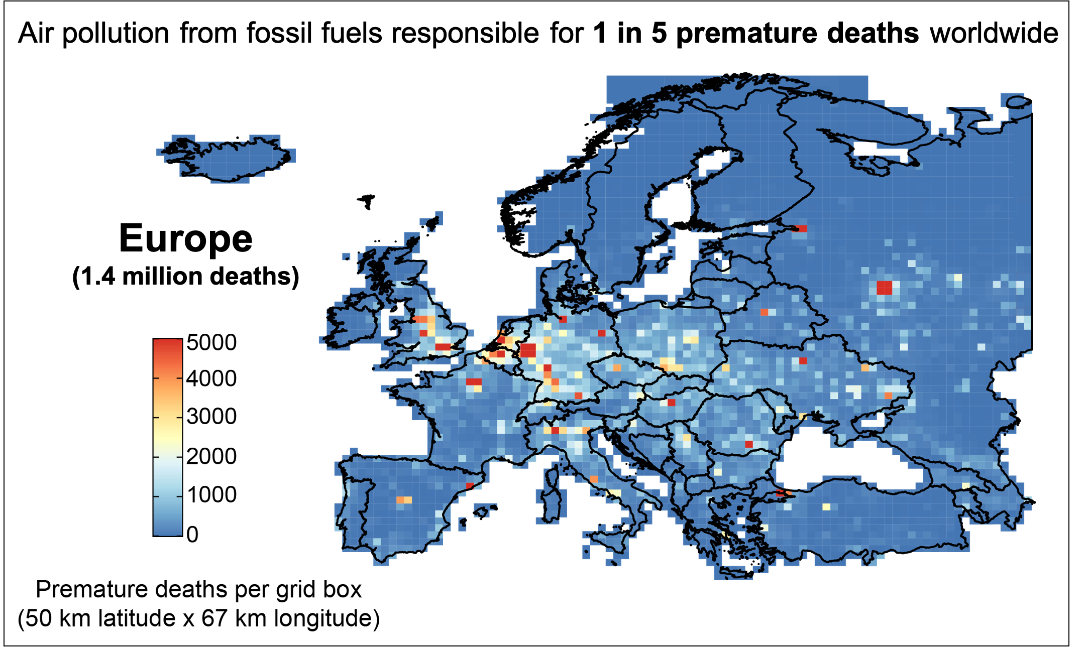 Premature mortality in Europe due to fossil fuel air pollution